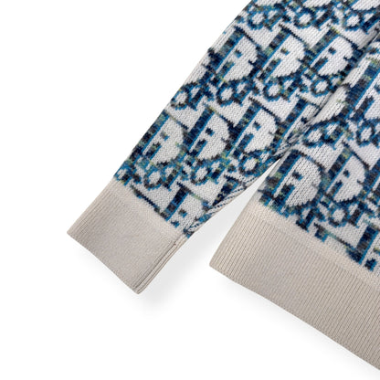 DIOR OBLIQUE VIRGIN WOOL JACQUARD SWEATER BLUE / WHITE XXL | XXL, Blue
