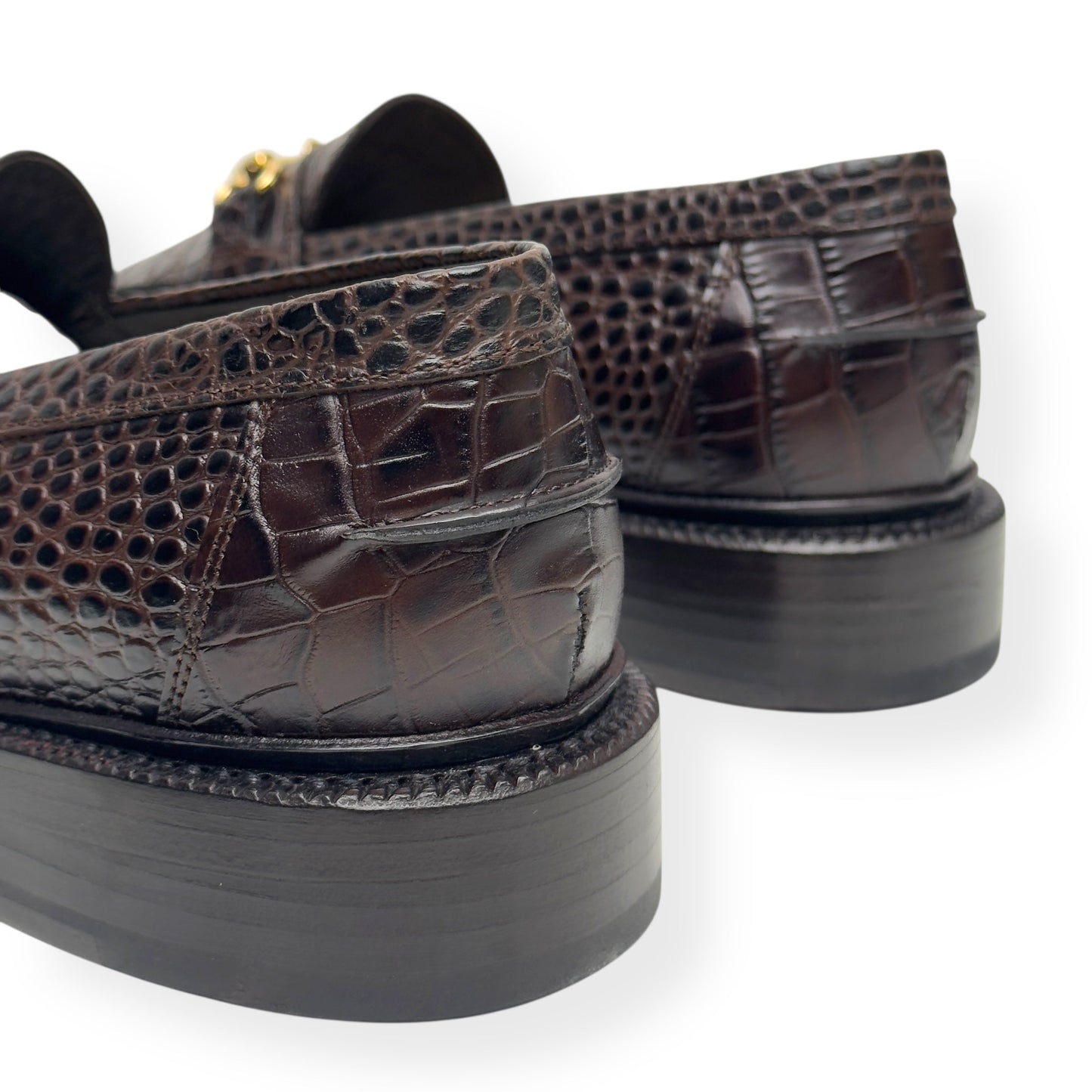 BLACKSTOCK & WEBER THE MASON HORSE BIT LOAFER WALNUT CROC  US6 / UK5 | UK 5, Black