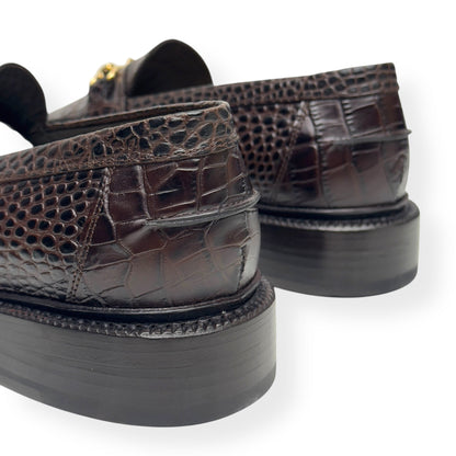 BLACKSTOCK & WEBER THE MASON HORSE BIT LOAFER WALNUT CROC  US6 / UK5 | UK 5, Black