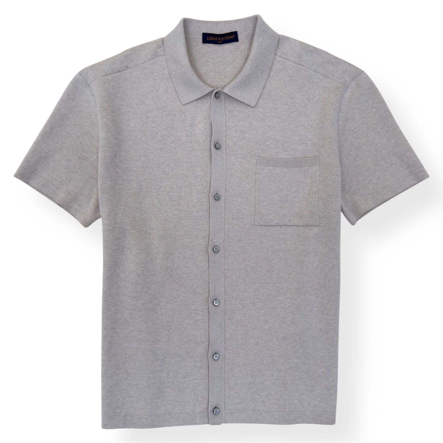 LOUIS VUITTON EMBOSSED LOGO SHORT-SLEEVE KNIT SHIRT CREAM XXL | XXL, Cream