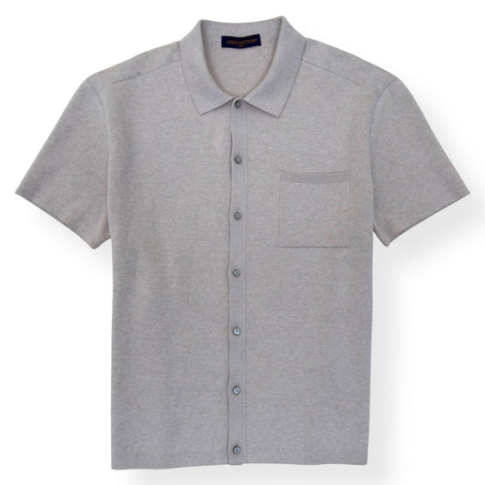 LOUIS VUITTON EMBOSSED LOGO SHORT-SLEEVE KNIT SHIRT CREAM XXL | XXL, Cream