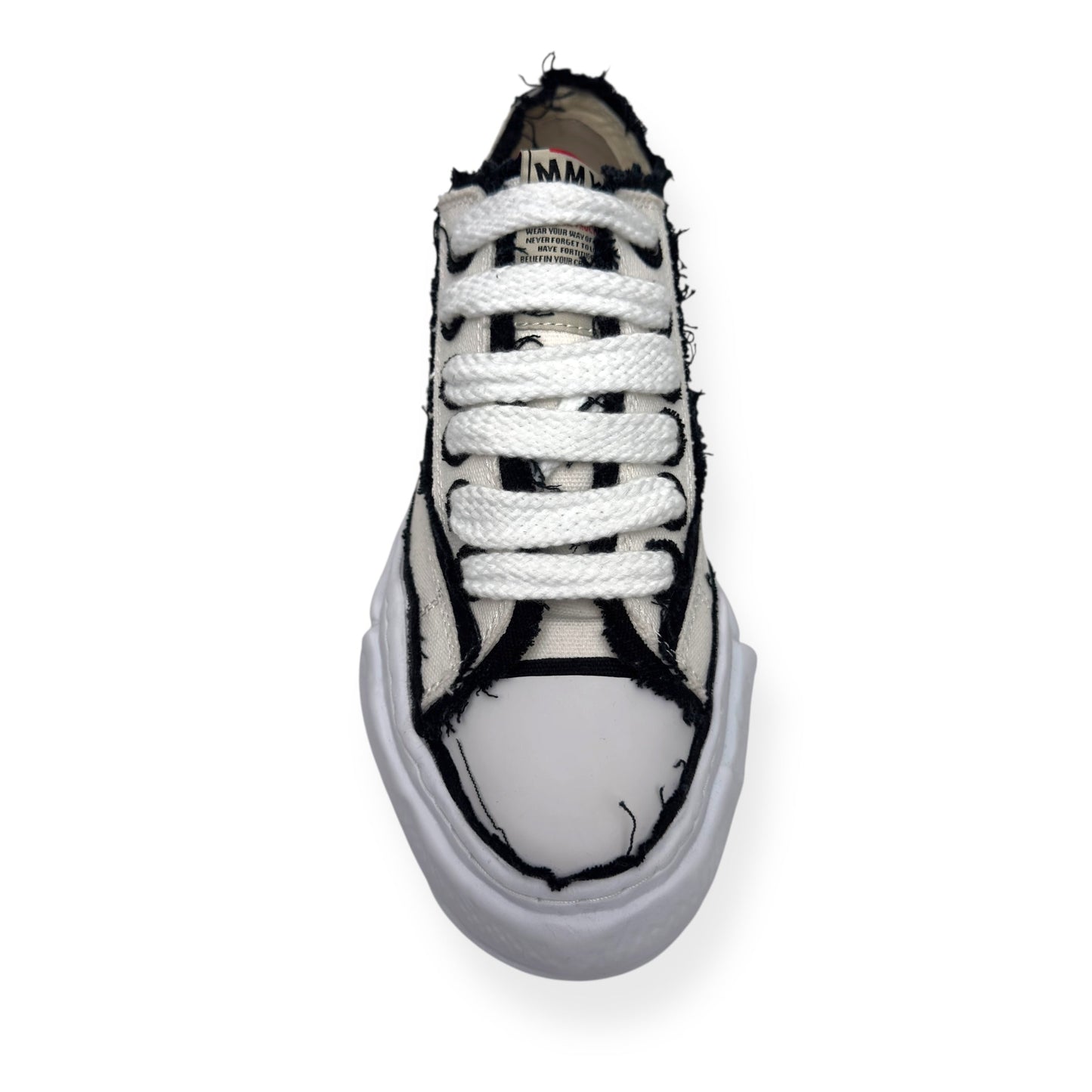 MAISON MIHARA YASUHIRO PETERSON OG DISTRESSED CANVAS SNEAKER WHITE / BLACK UK6 | UK 6, Black