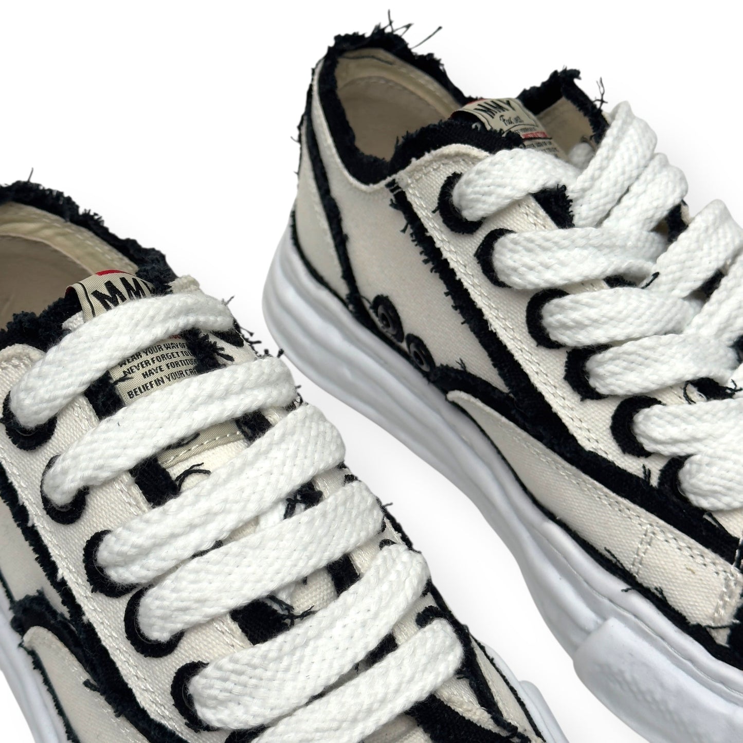 MAISON MIHARA YASUHIRO PETERSON OG DISTRESSED CANVAS SNEAKER WHITE / BLACK UK6 | UK 6, Black