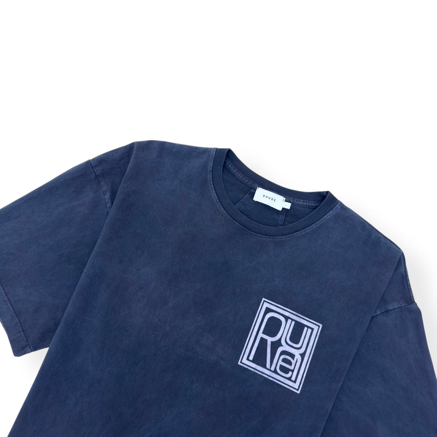 RHUDE SQUARE LOGO T-SHIRT VINTAGE BLUE L | Large, Blue