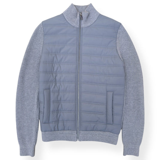 REISS TRAINER HYBRID QUILTED / RIBBED ZIP-THROUGH JACKET GREY S | Small, Grey