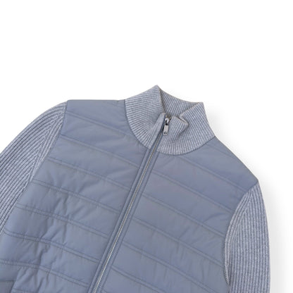 REISS TRAINER HYBRID QUILTED / RIBBED ZIP-THROUGH JACKET GREY S | Small, Grey