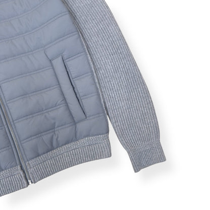 REISS TRAINER HYBRID QUILTED / RIBBED ZIP-THROUGH JACKET GREY S | Small, Grey