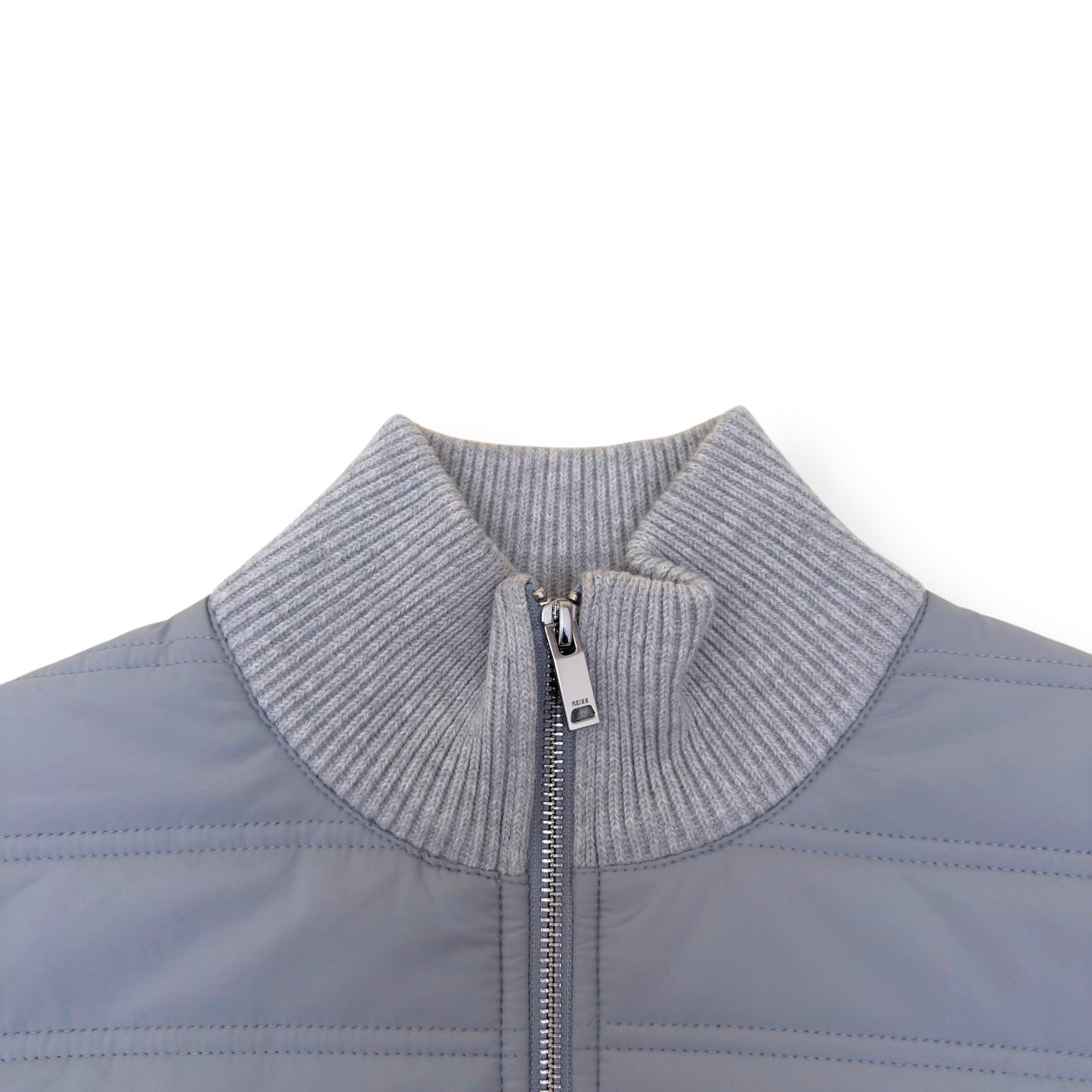 REISS TRAINER HYBRID QUILTED / RIBBED ZIP-THROUGH JACKET GREY S | Small, Grey