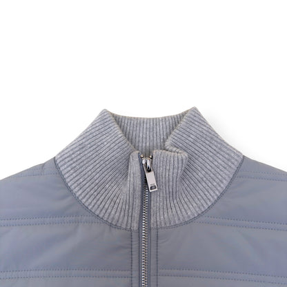 REISS TRAINER HYBRID QUILTED / RIBBED ZIP-THROUGH JACKET GREY S | Small, Grey