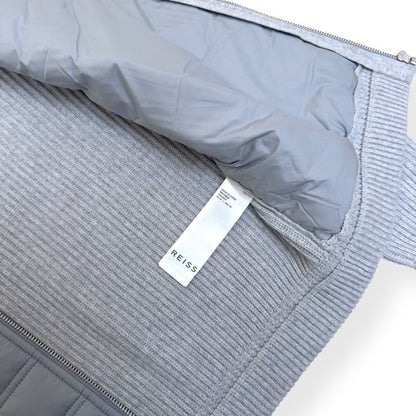 REISS TRAINER HYBRID QUILTED / RIBBED ZIP-THROUGH JACKET GREY S | Small, Grey