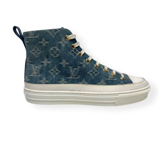 LOUIS VUITTON LV STELLAR HIGH TOP DENIM MONOGRAM SNEAKER BLUE / WHITE 37.5 / UK4.5 | UK 4.5, Blue