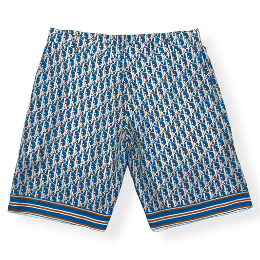 DIOR OBLIQUE SILK BERMUDA SHORTS BLUE 50 / L | Large, Blue