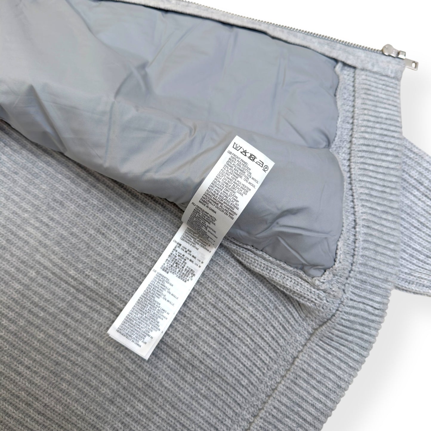 REISS TRAINER HYBRID QUILTED / RIBBED ZIP-THROUGH JACKET GREY S | Small, Grey
