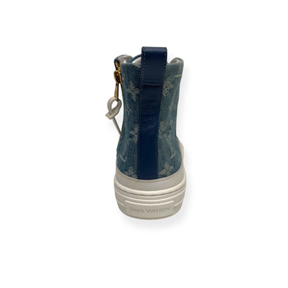 LOUIS VUITTON LV STELLAR HIGH TOP DENIM MONOGRAM SNEAKER BLUE / WHITE 37.5 / UK4.5 | UK 4.5, Blue