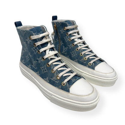 LOUIS VUITTON LV STELLAR HIGH TOP DENIM MONOGRAM SNEAKER BLUE / WHITE 37.5 / UK4.5 | UK 4.5, Blue