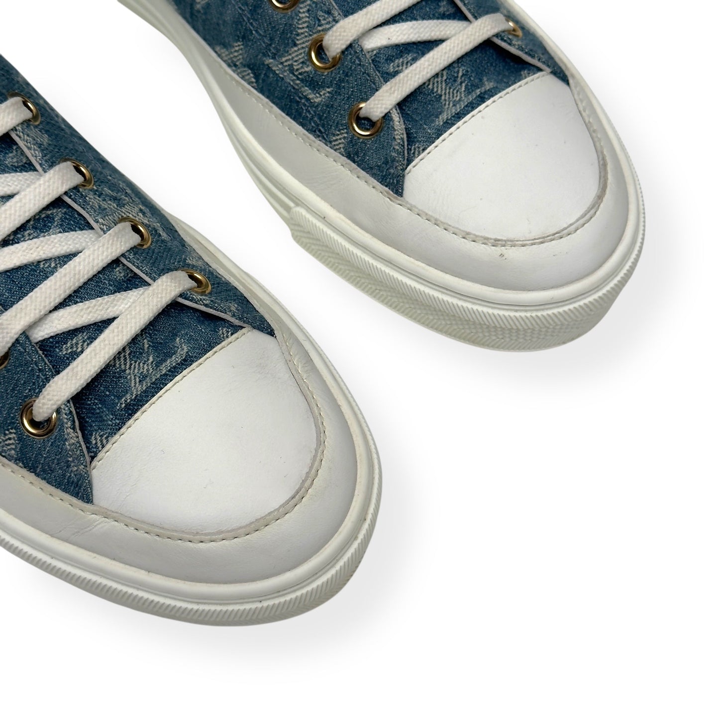 LOUIS VUITTON LV STELLAR HIGH TOP DENIM MONOGRAM SNEAKER BLUE / WHITE 37.5 / UK4.5 | UK 4.5, Blue
