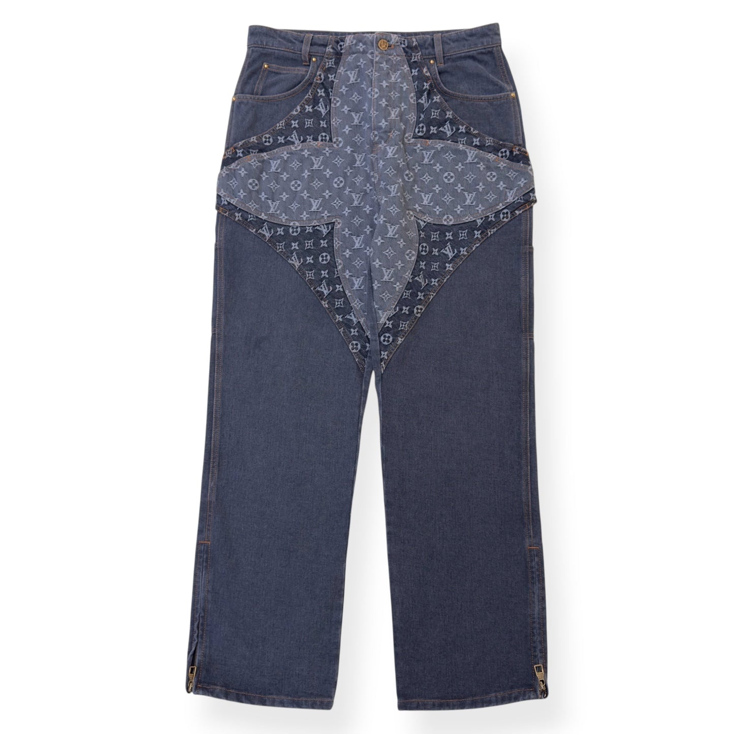 LOUIS VUITTON MONOGRAM FLOWER DENIM JEANS BLACK / GREY W34” | W34, Black