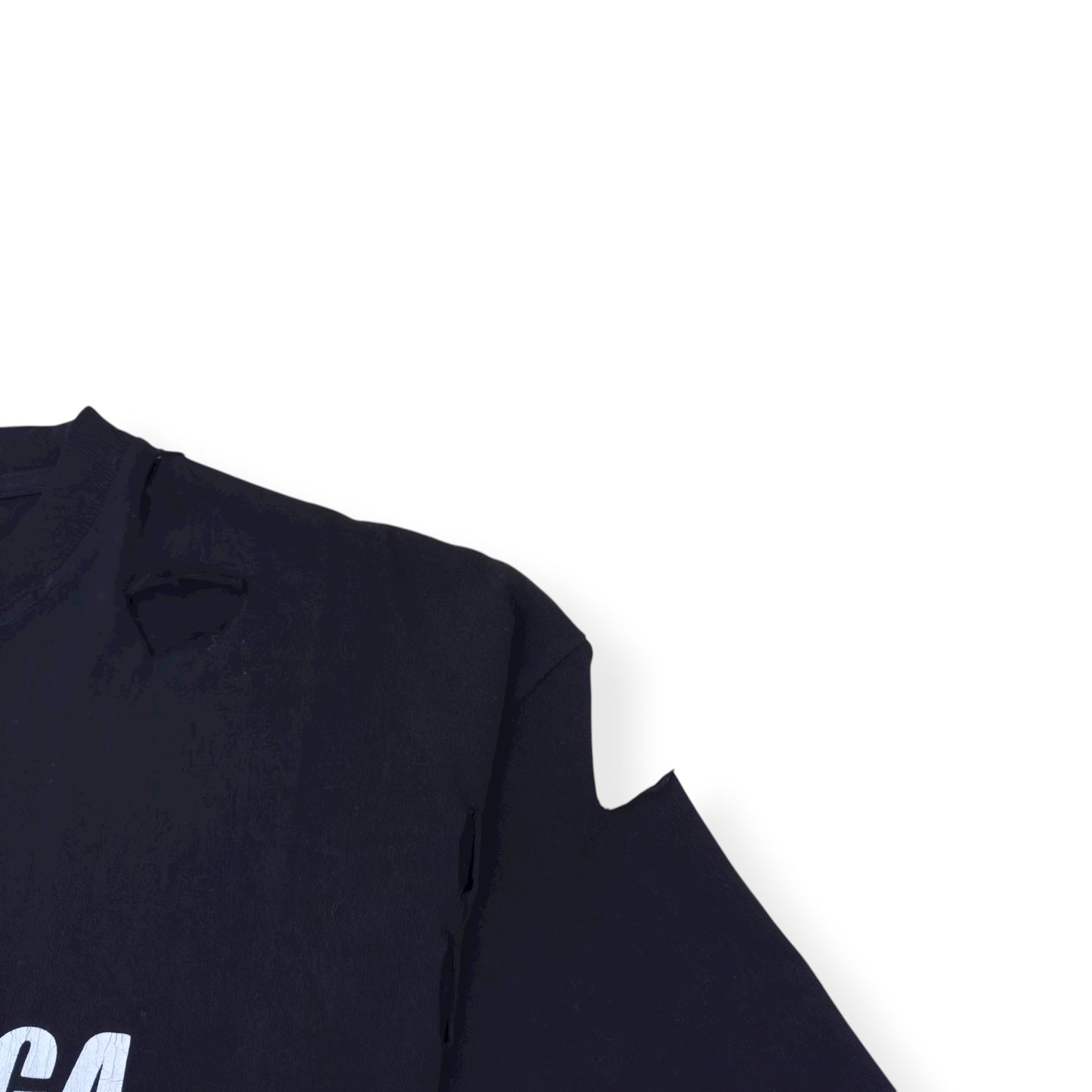 BALENCIAGA OVERSIZED DISTRESSED LOGO T-SHIRT BLACK / WHITE S | Small, Black