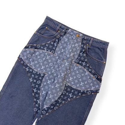 LOUIS VUITTON MONOGRAM FLOWER DENIM JEANS BLACK / GREY W34” | W34, Black