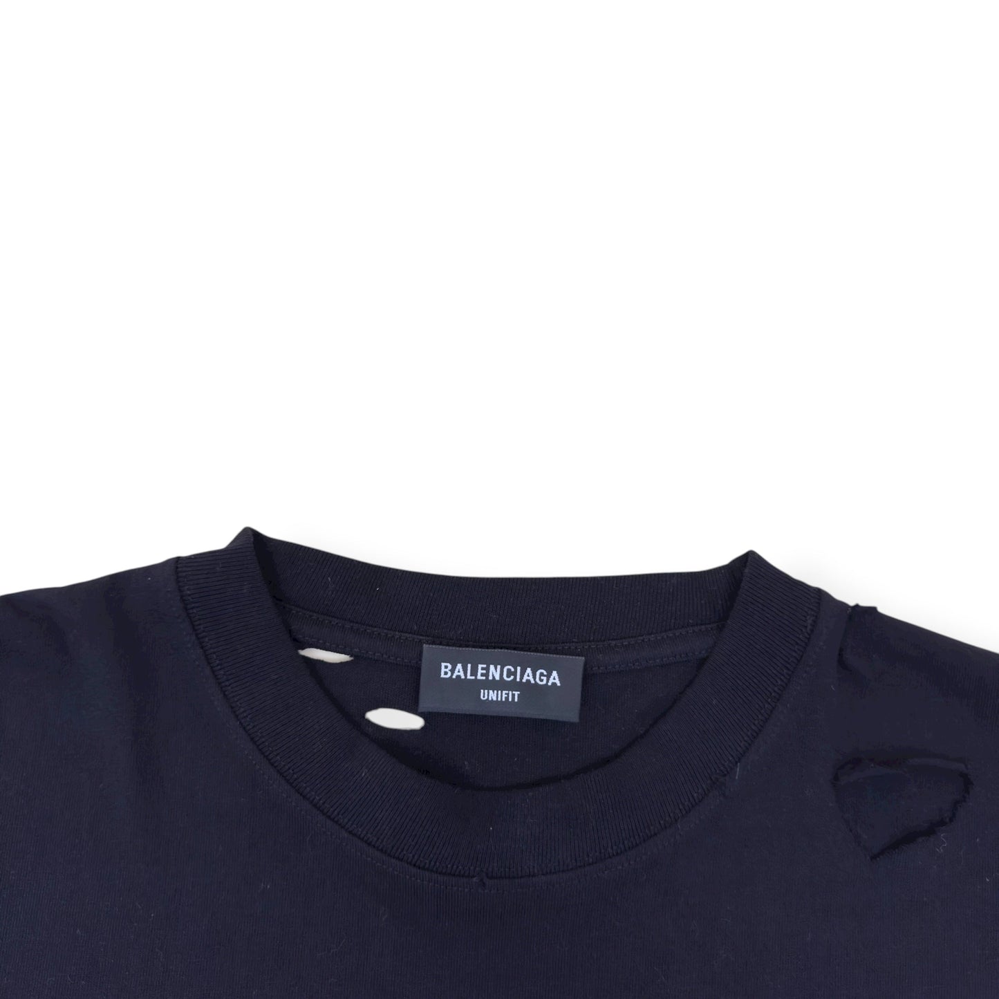 BALENCIAGA OVERSIZED DISTRESSED LOGO T-SHIRT BLACK / WHITE S | Small, Black