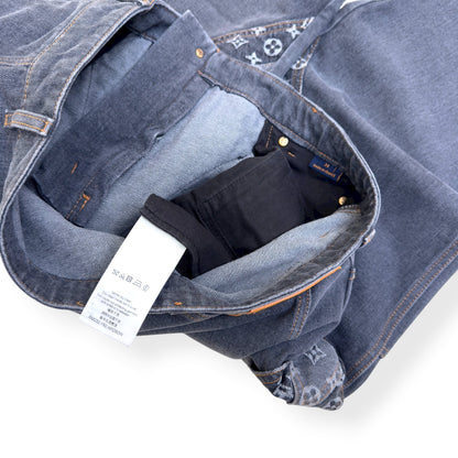 LOUIS VUITTON MONOGRAM FLOWER DENIM JEANS BLACK / GREY W34” | W34, Black