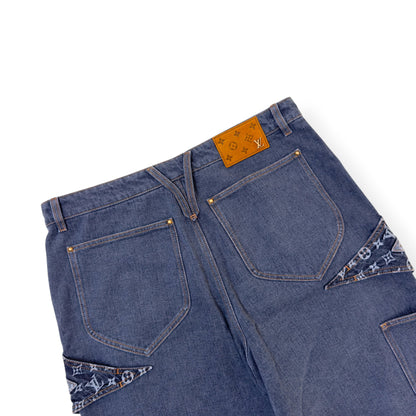 LOUIS VUITTON MONOGRAM FLOWER DENIM JEANS BLACK / GREY W34” | W34, Black