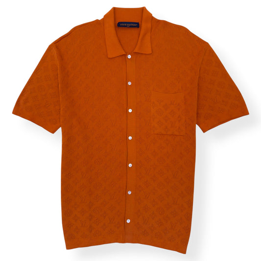 LOUIS VUITTON MONOGRAM POINTELLE COTTON SHIRT LUXURY ORANGE XL | XL, Orange