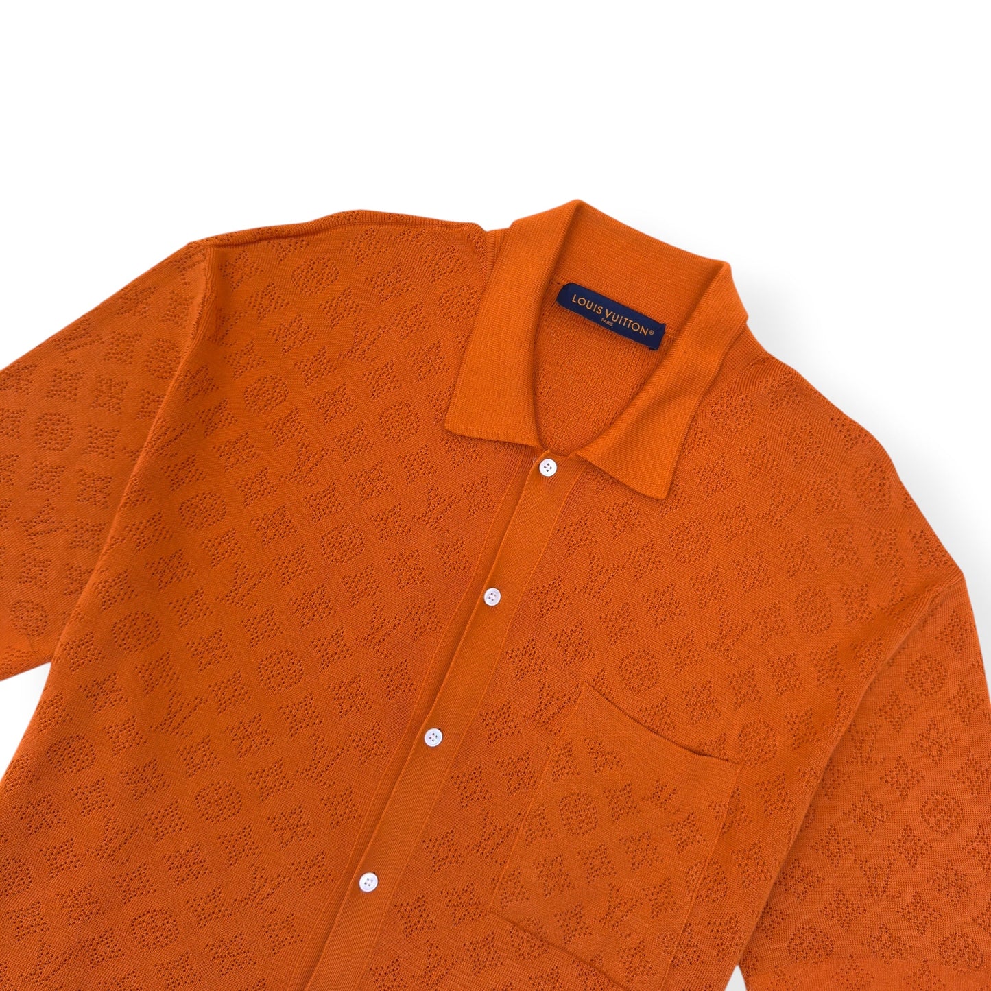 LOUIS VUITTON MONOGRAM POINTELLE COTTON SHIRT LUXURY ORANGE XL | XL, Orange