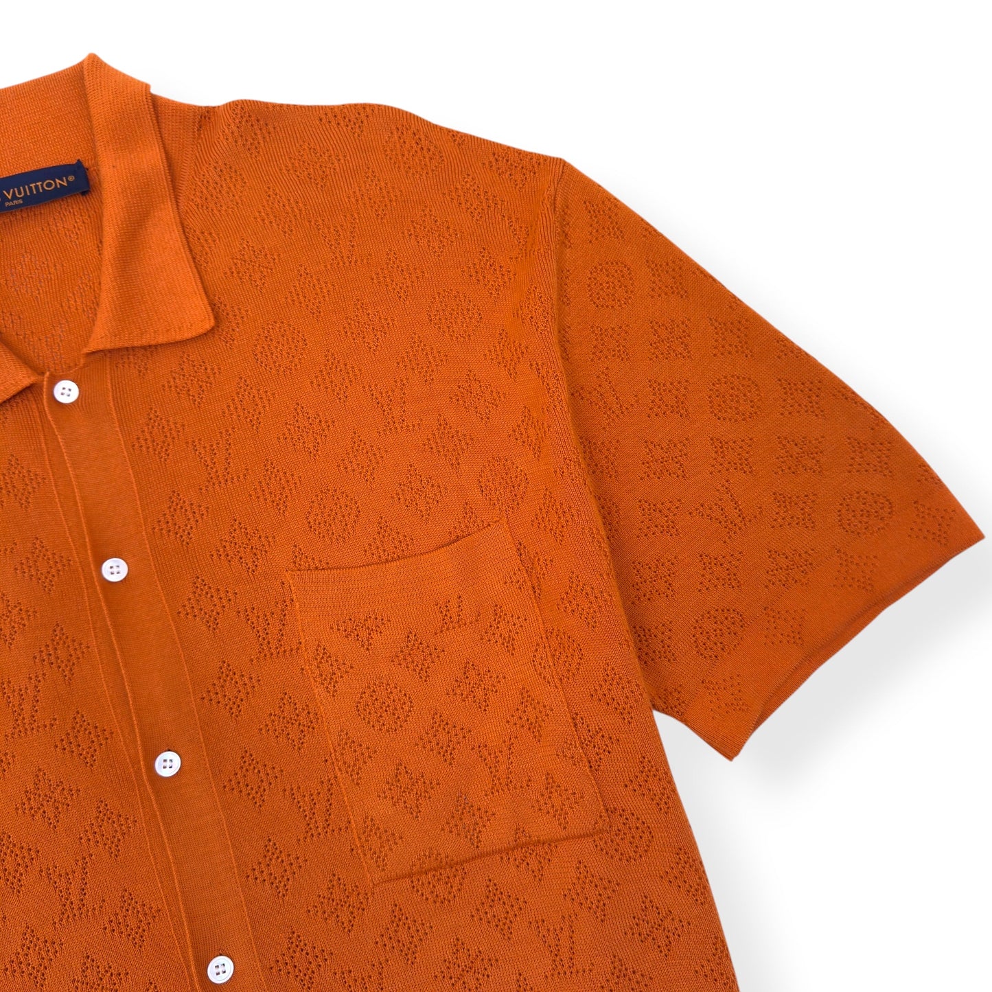LOUIS VUITTON MONOGRAM POINTELLE COTTON SHIRT LUXURY ORANGE XL | XL, Orange
