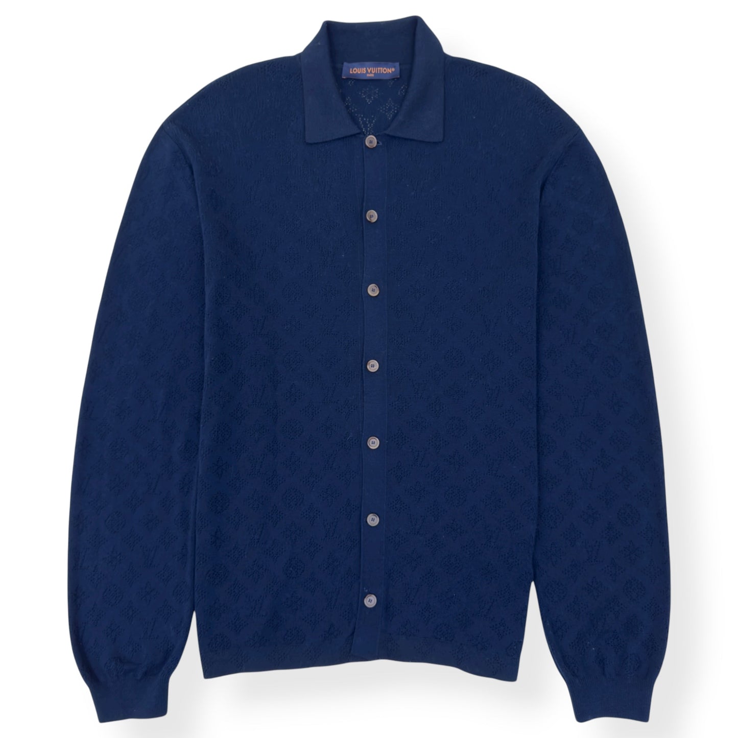 LOUIS VUITTON MONOGRAM POINTELLE COTTON OVERSHIRT LUXURY BLUE XL | XL, Blue