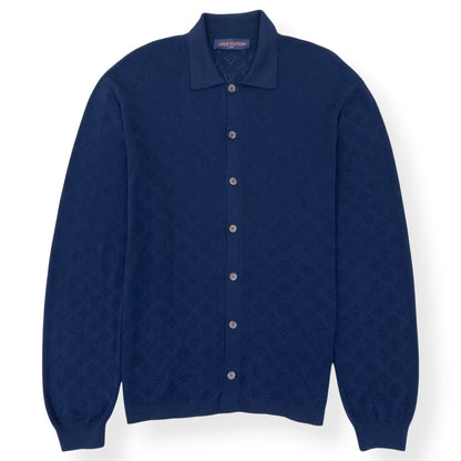 LOUIS VUITTON MONOGRAM POINTELLE COTTON OVERSHIRT LUXURY BLUE XL | XL, Blue