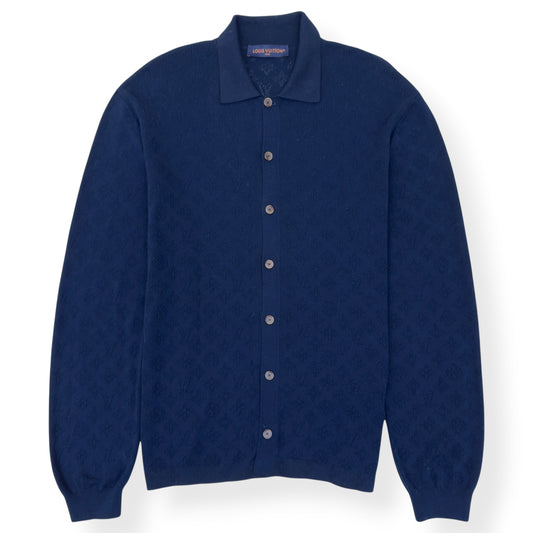 LOUIS VUITTON MONOGRAM POINTELLE COTTON OVERSHIRT LUXURY BLUE XL | XL, Blue