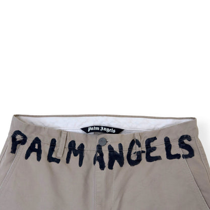 PALM ANGELS SEASONAL LOGO CHINO TROUSERS BEIGE / BLACK L | Large, Beige