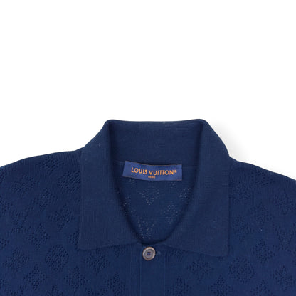 LOUIS VUITTON MONOGRAM POINTELLE COTTON OVERSHIRT LUXURY BLUE XL | XL, Blue