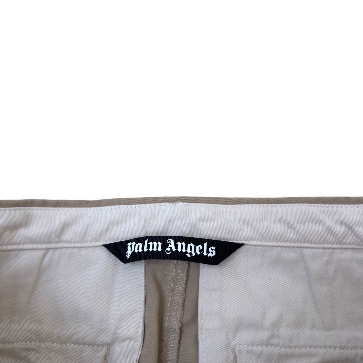 PALM ANGELS SEASONAL LOGO CHINO TROUSERS BEIGE / BLACK L | Large, Beige