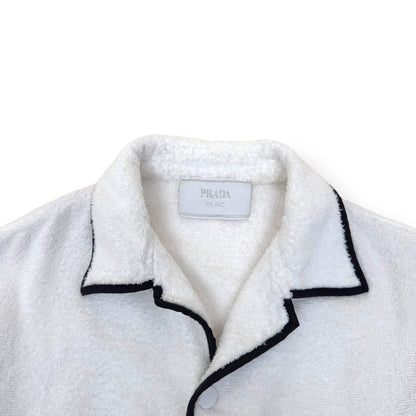 PRADA TERRY COTTON BOWLING SHIRT WHITE L | Large, White