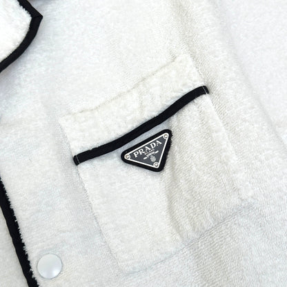 PRADA TERRY COTTON BOWLING SHIRT WHITE L | Large, White