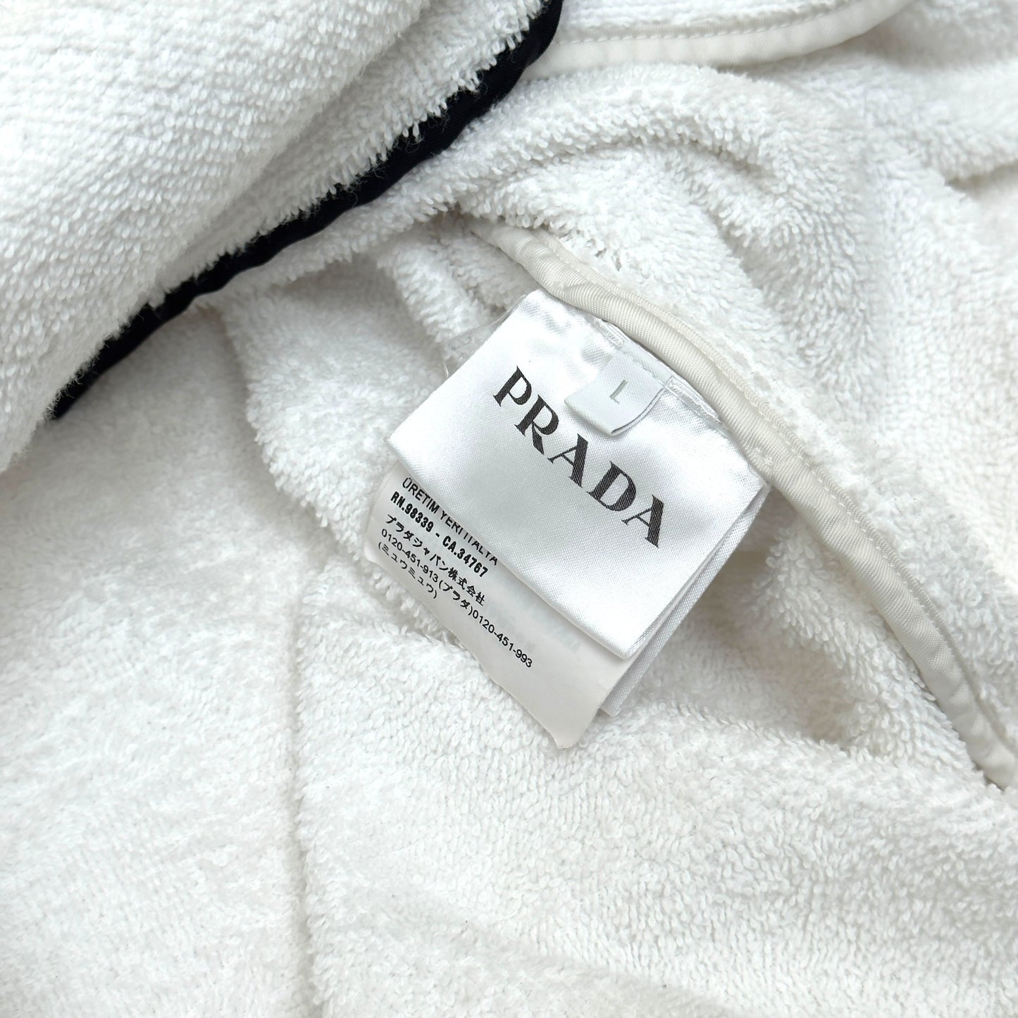 PRADA TERRY COTTON BOWLING SHIRT WHITE L | Large, White