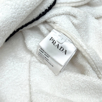 PRADA TERRY COTTON BOWLING SHIRT WHITE L | Large, White