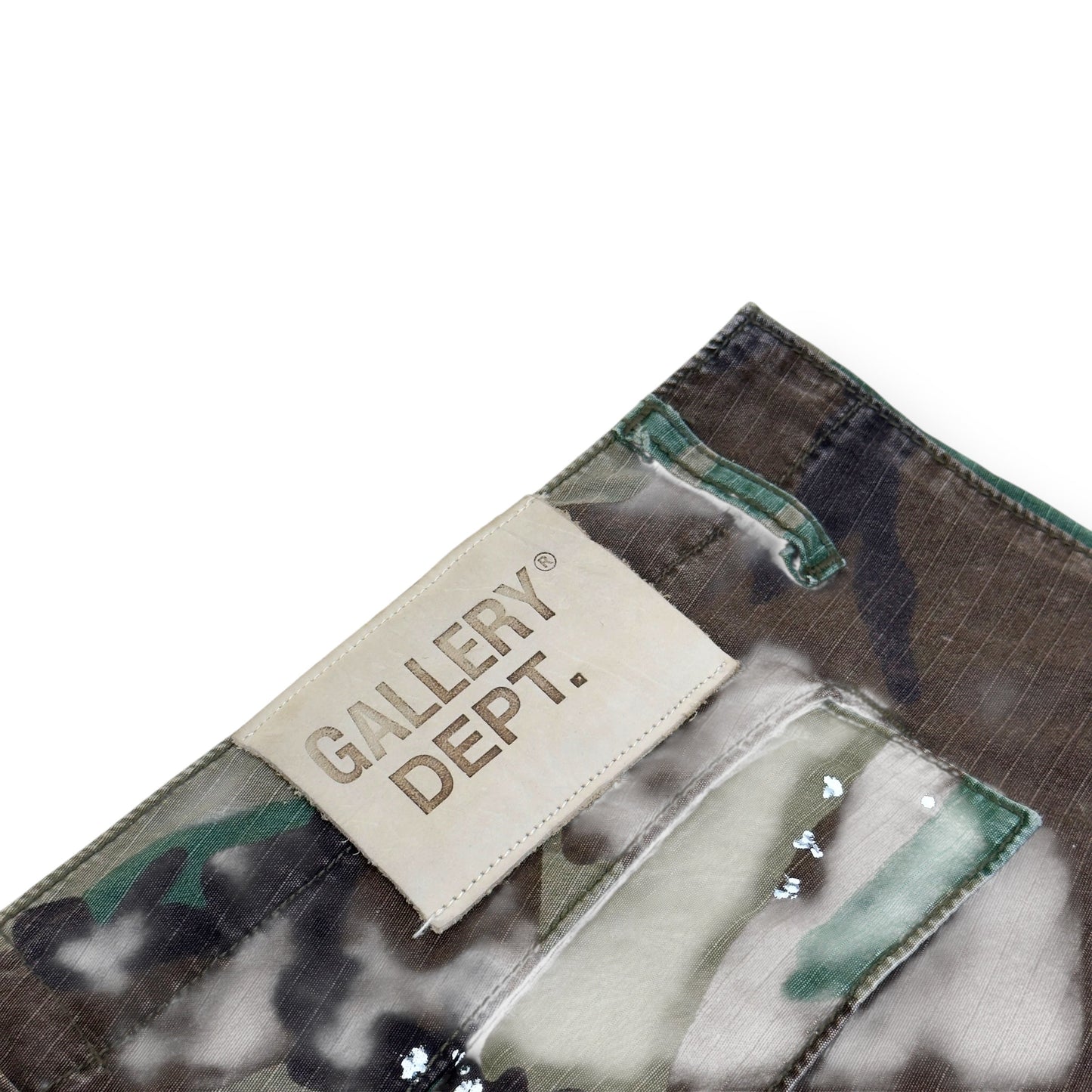 GALLERY DEPT. LA FLARE PAINTED CARGO TROUSERS CAMO W34” | Large, Camo