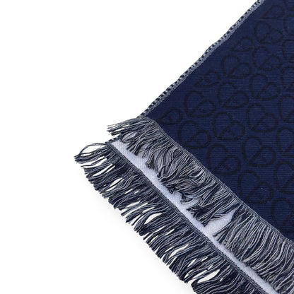 DIOR CD HEART PATTERN WOOL SCARF NAVY | O/S, Navy