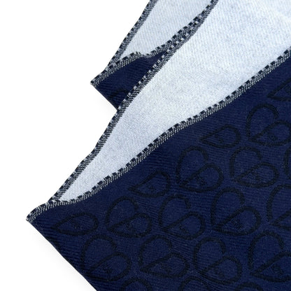 DIOR CD HEART PATTERN WOOL SCARF NAVY | O/S, Navy