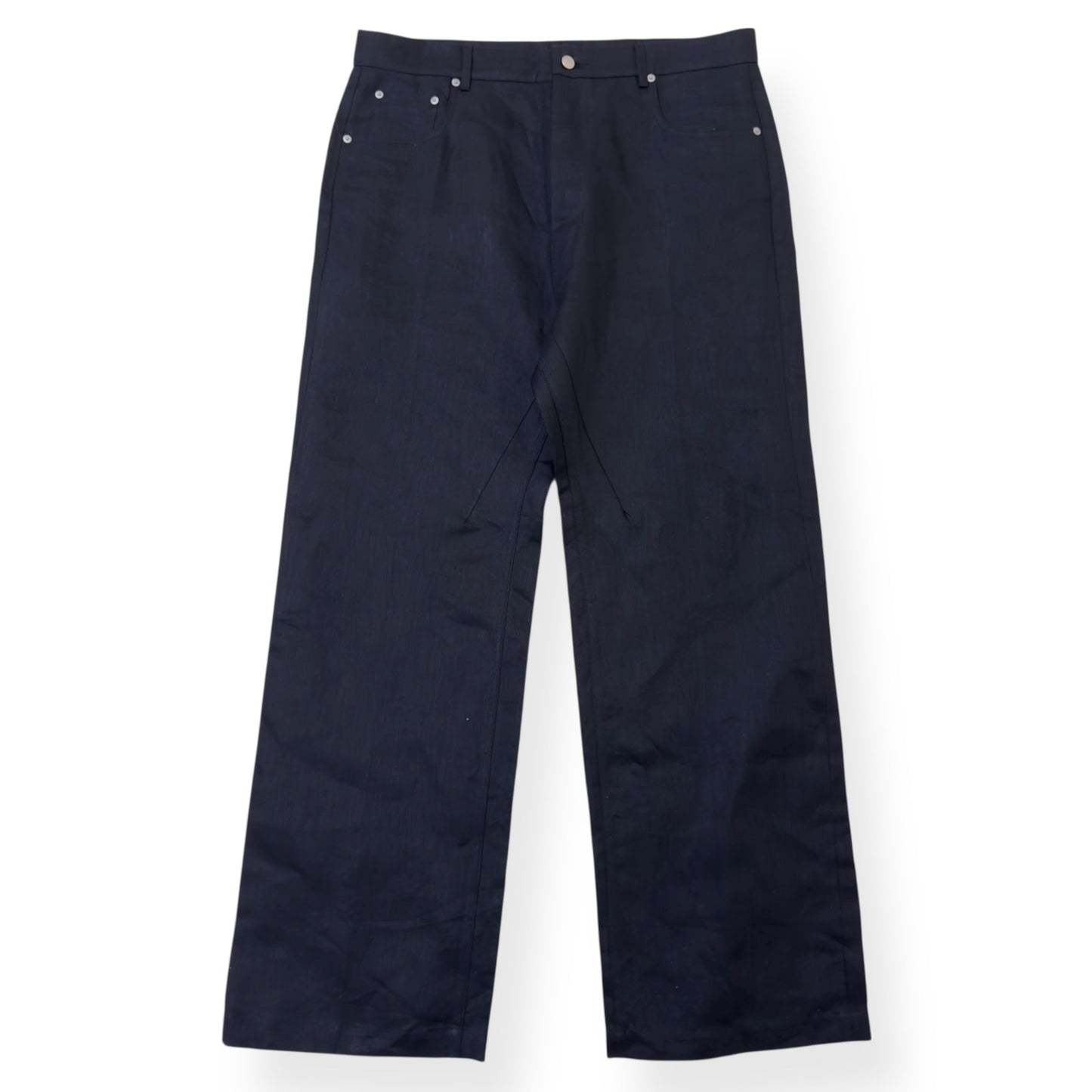 RICK OWENS SS25 HOLLYWOOD GETH LINEN TROUSERS BLACK W36” | XL, Black