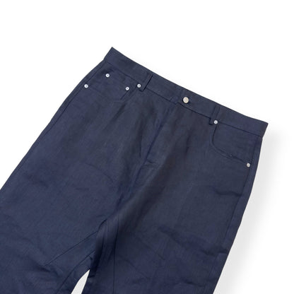 RICK OWENS SS25 HOLLYWOOD GETH LINEN TROUSERS BLACK W36” | XL, Black