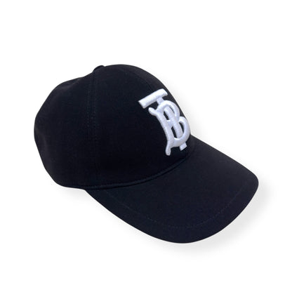 BURBERRY COTTON-TWILL BASEBALL CAP BLACK / WHITE S | O/S, Black