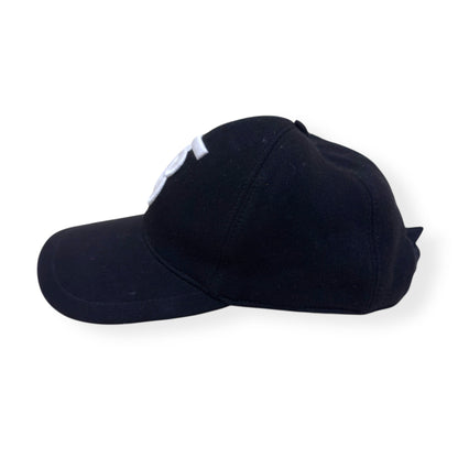 BURBERRY COTTON-TWILL BASEBALL CAP BLACK / WHITE S | O/S, Black