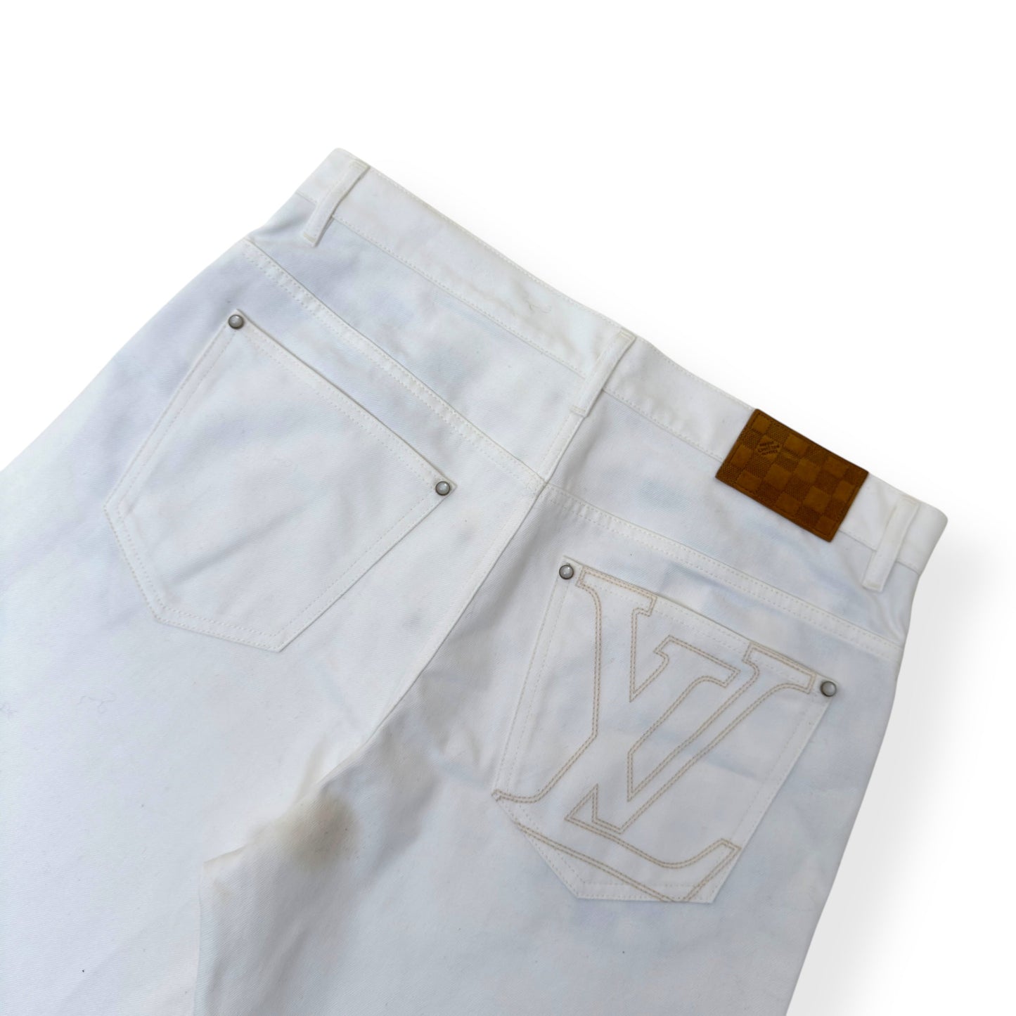 LOUIS VUITTON SKATE FIT DENIM JEANS LUXURY WHITE W36” | XL, White