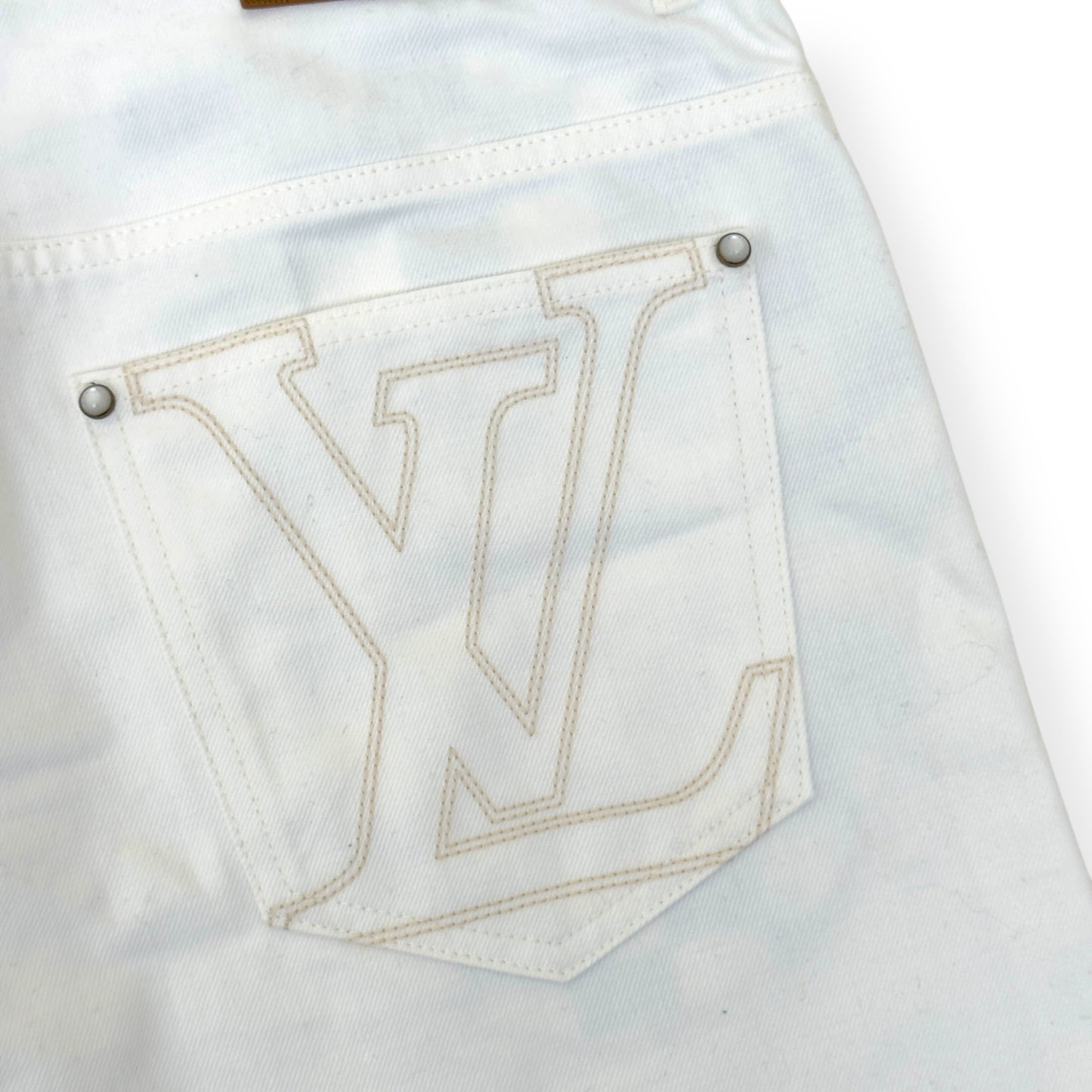 LOUIS VUITTON SKATE FIT DENIM JEANS LUXURY WHITE W36” | XL, White