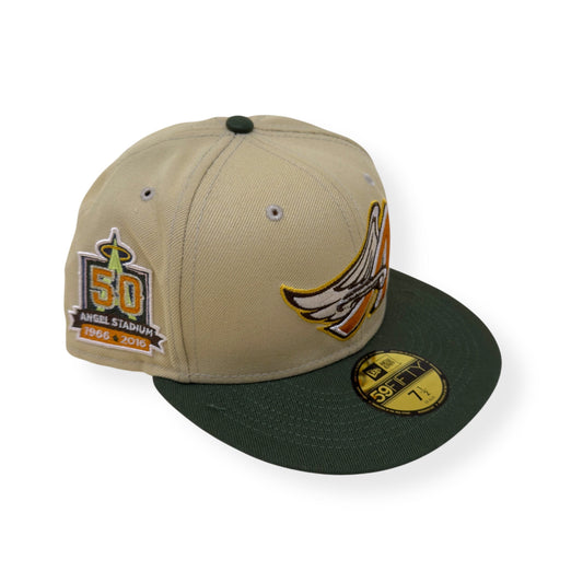 NEW ERA LOS ANGELES 50TH ANNIVERSARY 59FIFTY FLAT CAP CREAM / GREEN | O/S, Cream