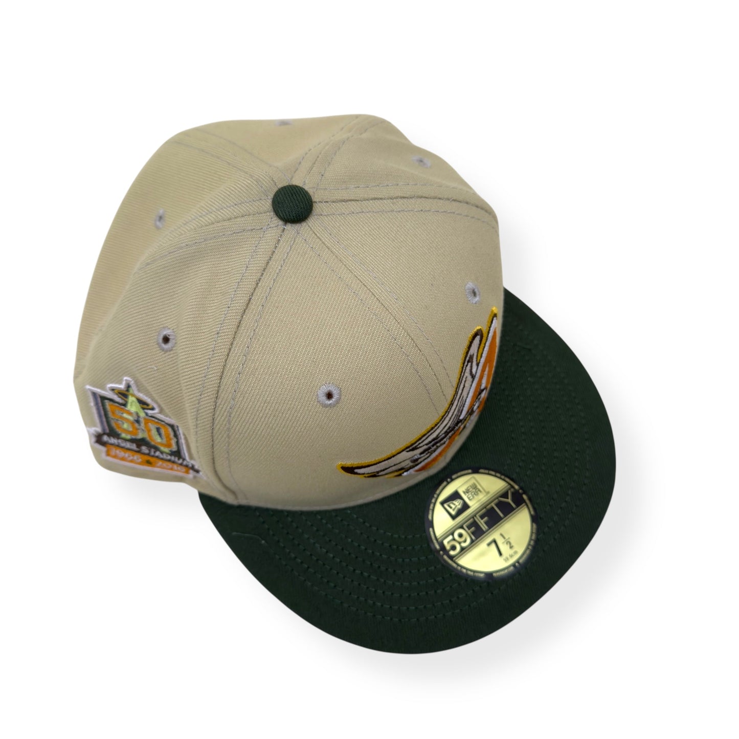 NEW ERA LOS ANGELES 50TH ANNIVERSARY 59FIFTY FLAT CAP CREAM / GREEN | O/S, Cream